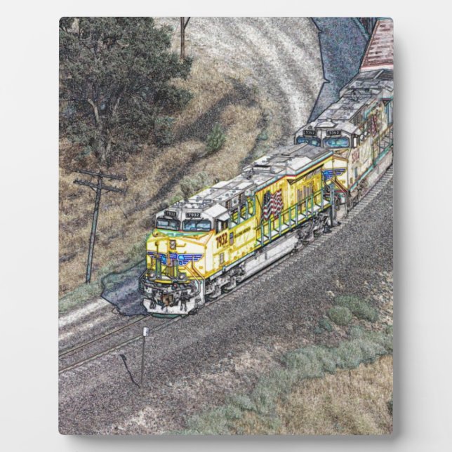 Zug auf der Tehachapi-Schleife Fotoplatte (Vorderseite)