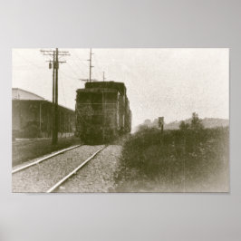 Zug auf Gleisspuren Retro-Lokomotive Poster