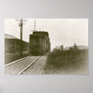 Zug auf Gleisspuren Retro-Lokomotive Poster