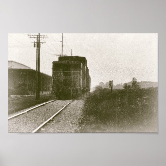 Zug auf Gleisspuren Retro-Lokomotive Poster (Vorne)