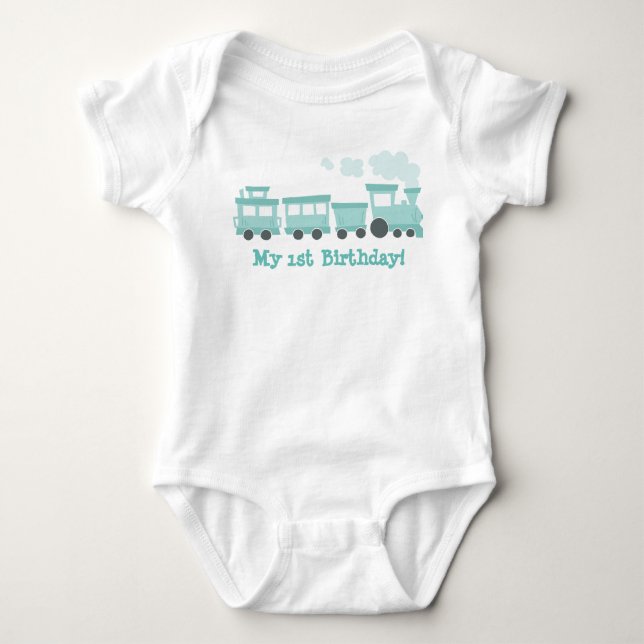 Zug-Auto-Geburtstags-Shirt Baby Strampler (Vorderseite)