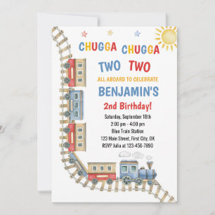 Zug Birthday Einladung Chugga Choo Boy Blue Red