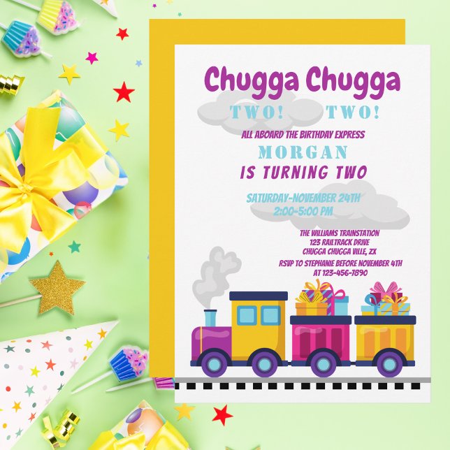 Zug Chugga Choo Cartoon Zweites Geburtstag Einladung (Von Creator hochgeladen)