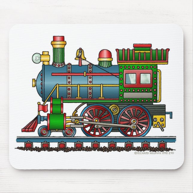 Zug-Dampf-Motor Choo Choo Mausunterlage Mousepad (Vorne)