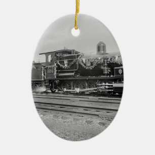 Zug Dampflokomotive Motor alte Eisenbahn Bahnstrec Keramik Ornament