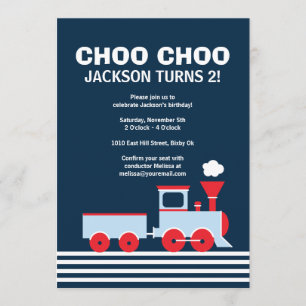 Zug-Einladung - Geburtstags-Einladung für Jungen Einladung