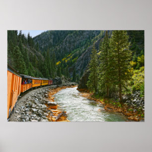 Zug entlang des Flusses Animas, Colorado Poster