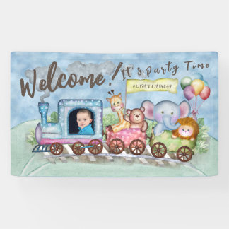 Zug Geburtstag Foto Aquarell Banner