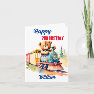 Zug Geburtstag süßer Teddybär fährt Spielzeug Zug Karte