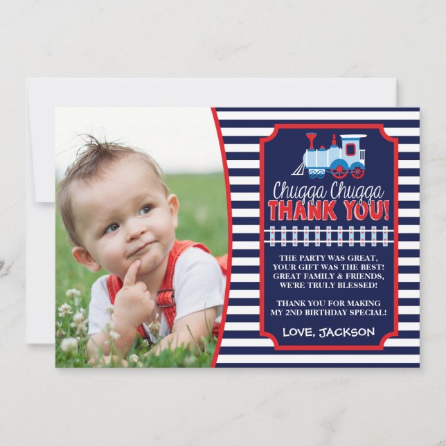 Zug Geburtstag Vielen Dank Karte mit Umschlägen (Vorderseite)