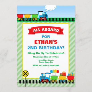 Zug-Geburtstags-Party Einladung alle an Bord