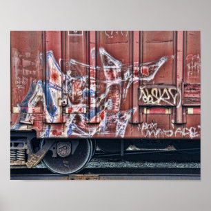 Zug Graffiti Grunge Farbige urbane Straßenkunst Poster