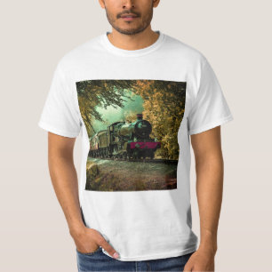 Zug Lokomotive Retro Vintage Herbstlaub T-Shirt