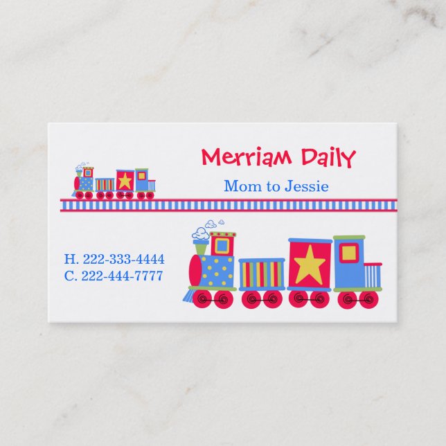 Zug-Mama-Spiel-Datums-Karte Telefonnummerkarte (Vorderseite)