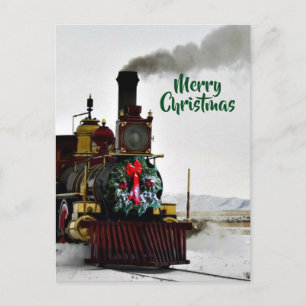 Zug mit Frohe Weihnachten Postkarte