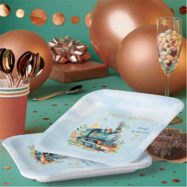 Zug Motor Boy 2. Geburtstag Pappteller