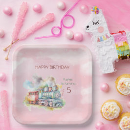 Zug Motor Girl 5. Geburtstag Pappteller