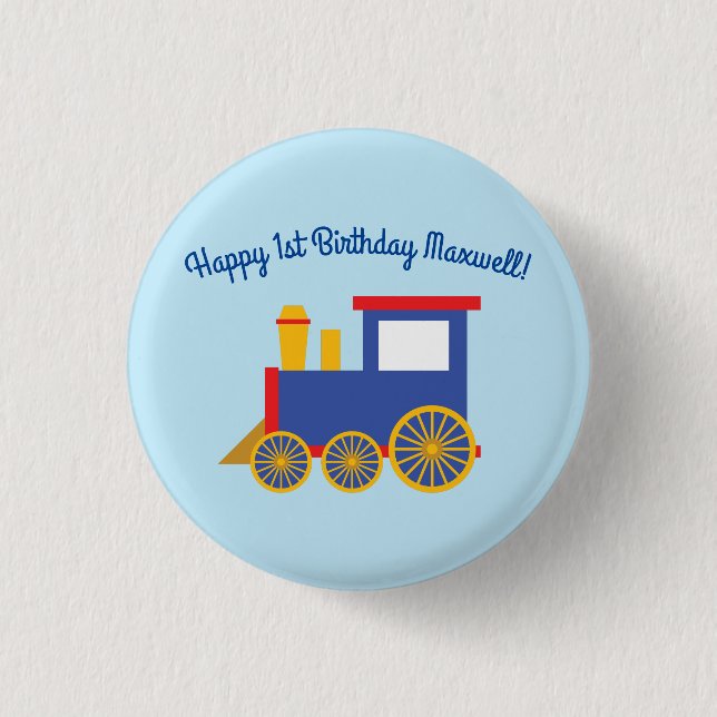 Zug Niedlich Choo-Choo 1. Geburtstag Party Thema Button (Vorderseite)