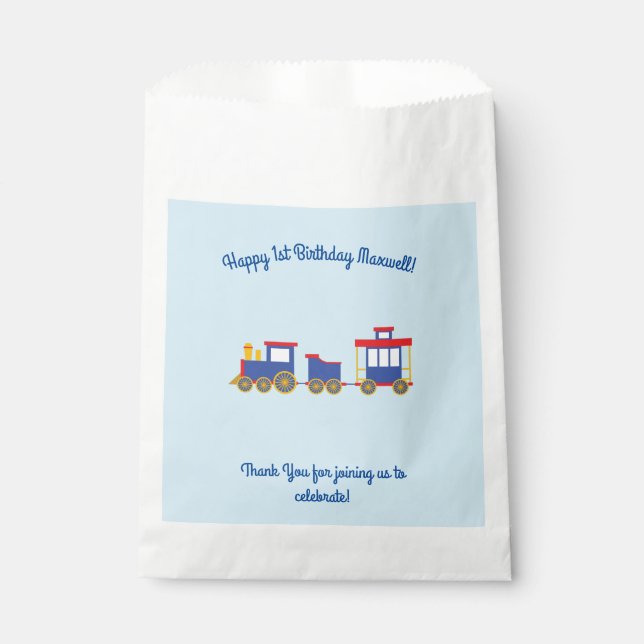 Zug Niedlich Choo-Choo 1. Geburtstag Party Thema Geschenktütchen (Vorderseite)