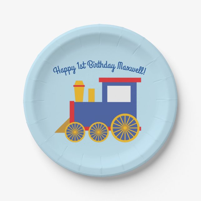 Zug Niedlich Choo-Choo 1. Geburtstag Party Thema Pappteller (Vorderseite)