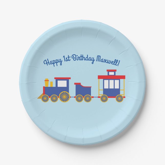 Zug Niedlich Choo-Choo 1. Geburtstag Party Thema Pappteller (Vorderseite)