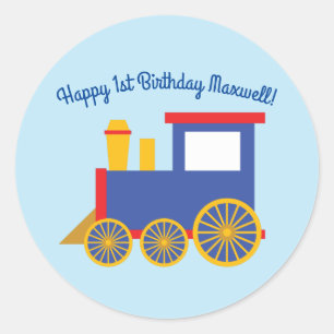 Zug Niedlich Choo-Choo 1. Geburtstag Party Thema Runder Aufkleber