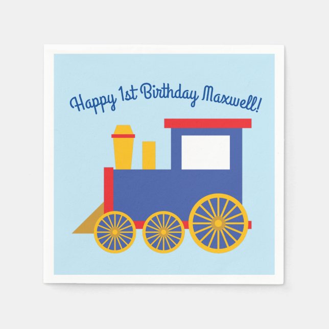 Zug Niedlich Choo-Choo 1. Geburtstag Party Thema Serviette (Vorderseite)