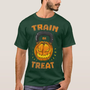 Zug oder Leckerei Pumpkin Kettlebell Halloween T-Shirt