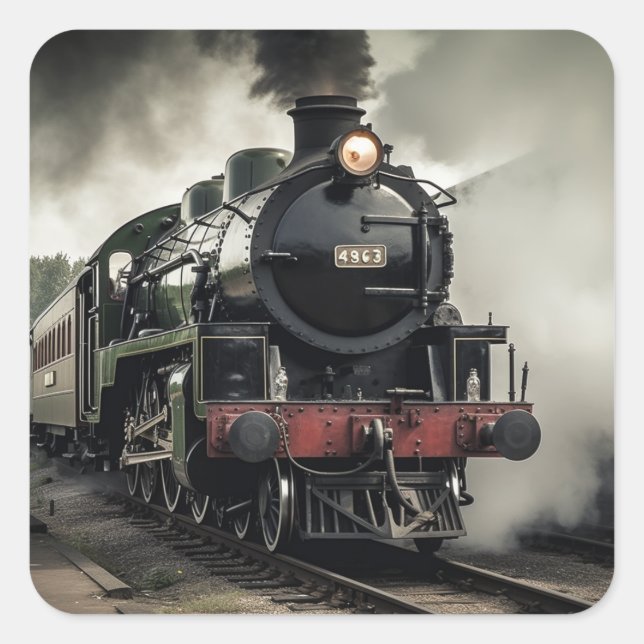 Zug Quadratischer Aufkleber (Vorderseite)