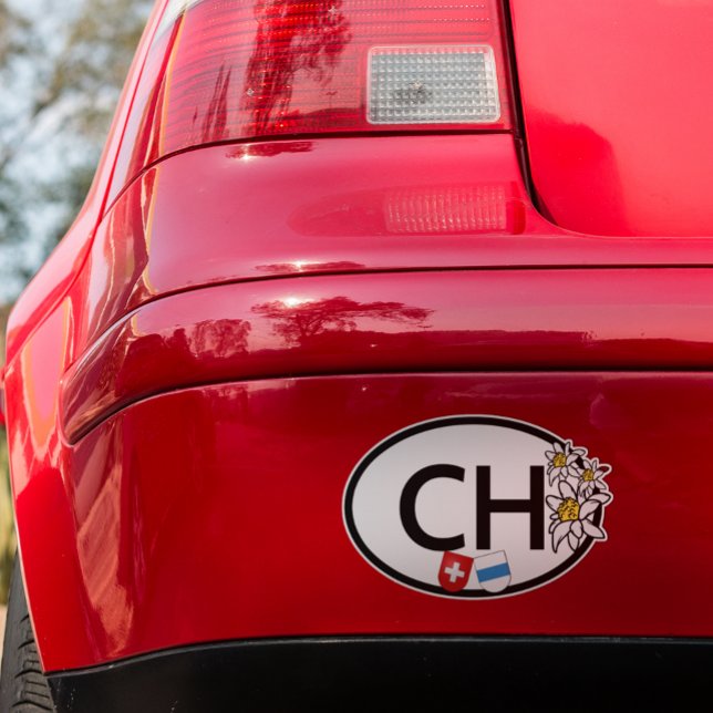 Zug & Schweiz | Edelweiss-Blume | Oval Aufkleber (Zug Schweiz)