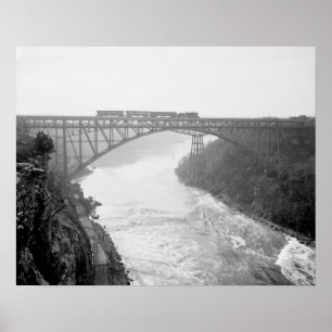 Zug überquert den Niagara River, 1910. Vintage-Fot Poster