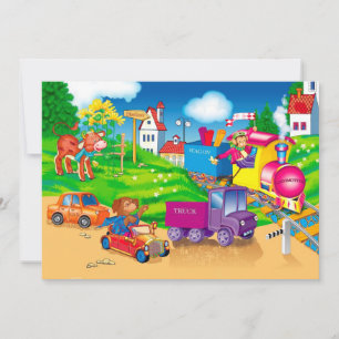 Zug und Auto Einladung