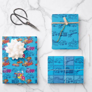 Zug und Auto Geschenkpapier Set