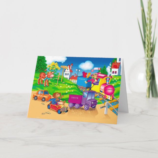 Zug und Auto Karte (Vorderseite)