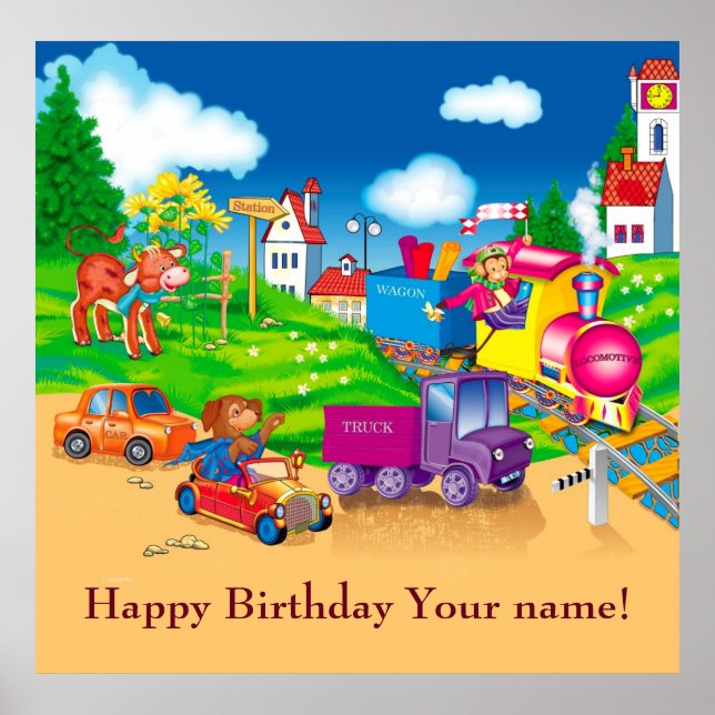 Zug und Auto Poster (Vorne)