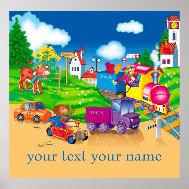 Zug und Auto Poster (Vorne)