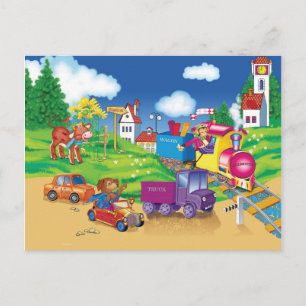 Zug und Auto Postkarte