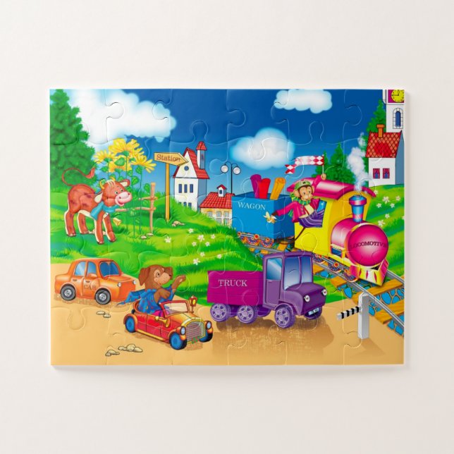 Zug und Auto Puzzle (Horizontal)