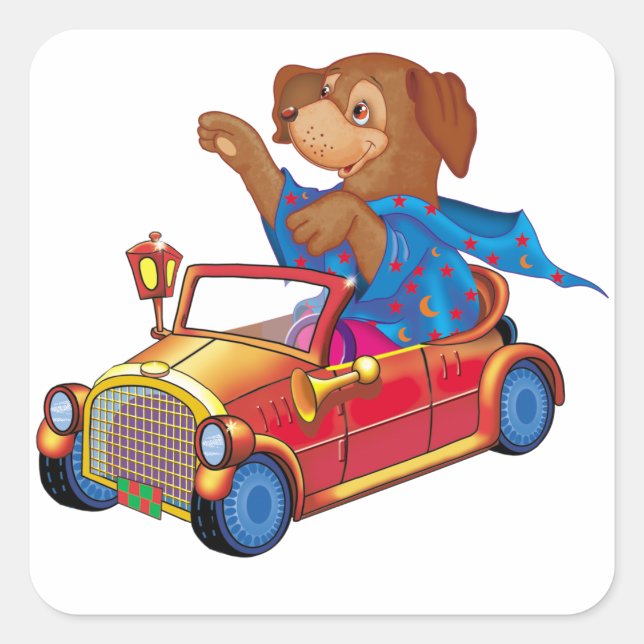 Zug und Auto Quadratischer Aufkleber (Vorderseite)