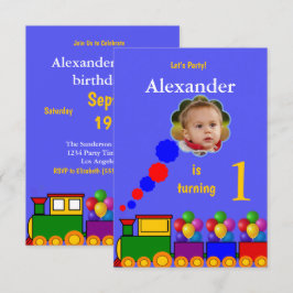 Zug und Ballon Einladung zum 1. Foto