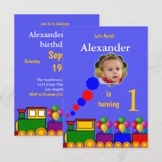 Zug und Ballon Einladung zum 1. Foto