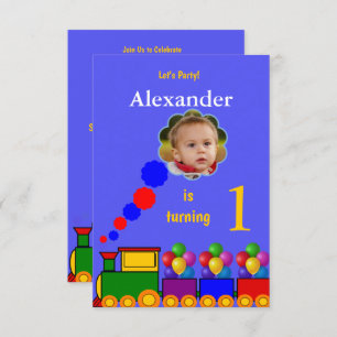 Zug und Ballone Einladung zum 1. Geburtstag Foto