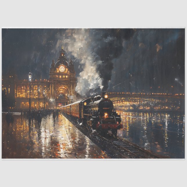 Zug Verlasst die Entfärbung der Station Seidenpapier (Vorderseite)