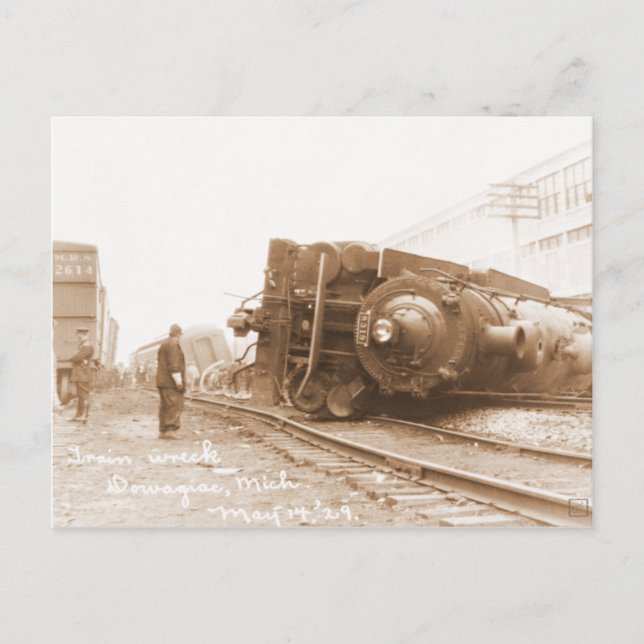 Zug Wreck 1929 Postkarte (Vorderseite)