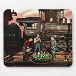 Zug-Yard-Blumen-Garten durch Stevan Dohanos Mousepad