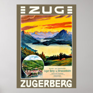 Zug, Zegerberg, Schweiz, Vintag Poster