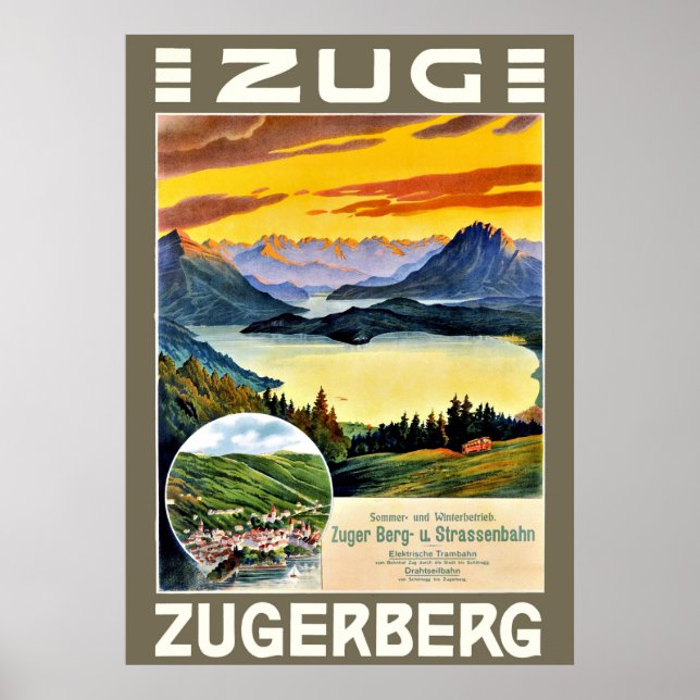 Zug, Zegerberg, Schweiz, Vintag Poster (Vorne)