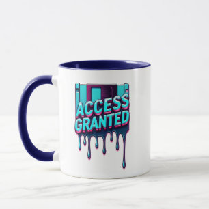 Zugang gewährt Retro-Tech & Cybersicherheit Disk Tasse