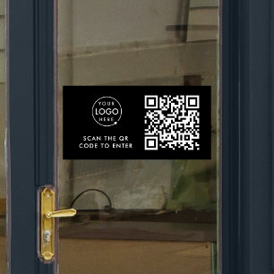Zugangskontrolle   QR-Code Schwarzes Geschäft-Logo Fensteraufkleber