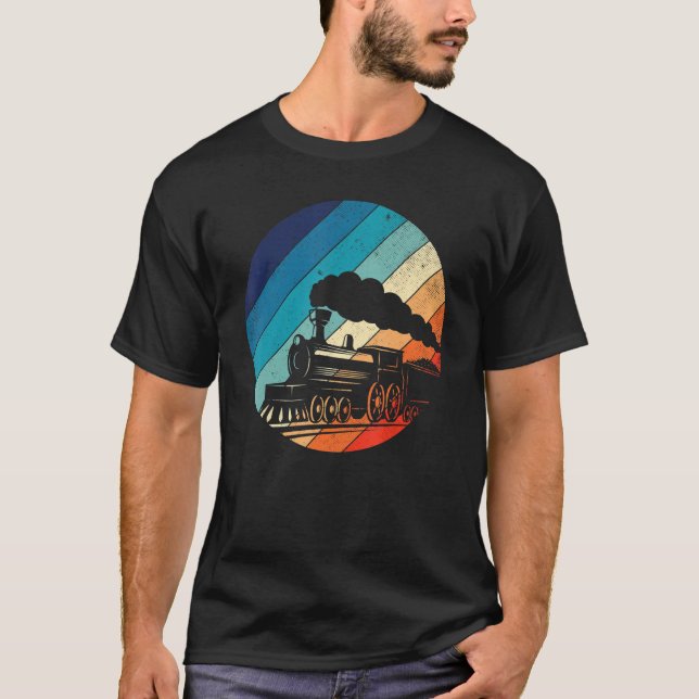 Zugbahn Vintages Retro-Lokomotive Altes Modell T-Shirt (Vorderseite)